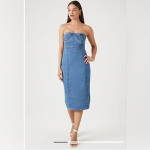 Denim Strapless Pencil Dress